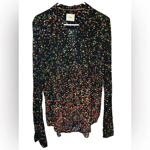 Anthropologie Maeve Polka Dot Button Down Blouse - Picture 1 of 9
